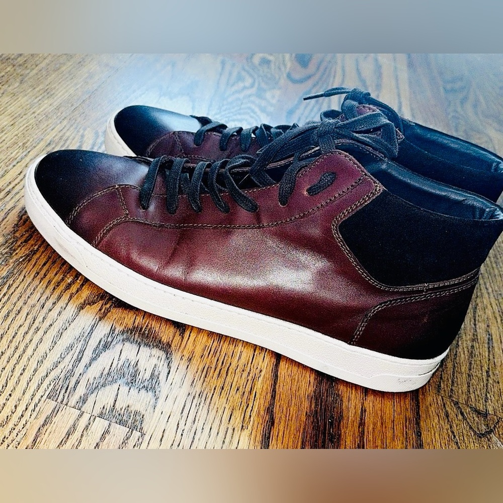 Bruno Magli Men’s Burgundy and Black Leather Sneakers